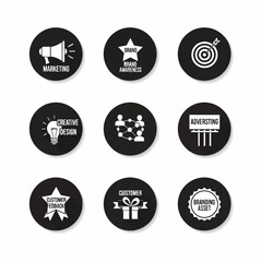 Fototapeta premium Black and white icons for marketing and branding concepts