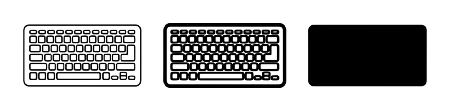 3 Keyboard Icons Outline Filled Silhouette for UI and Web Interface Design