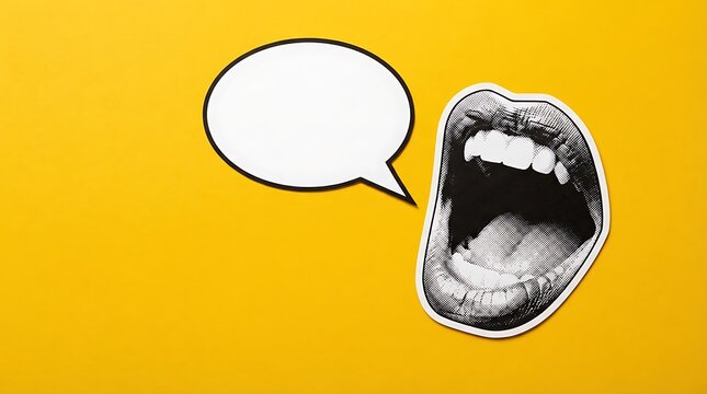 Vintage Pop Art Mouth Speech Bubble