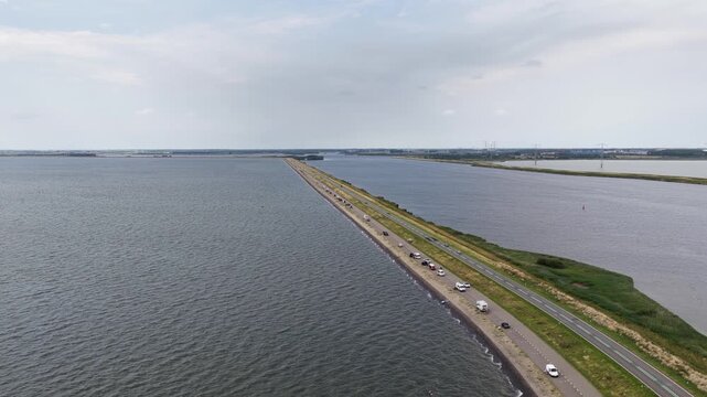 Aerial View of Oesterdam Delta Works in Zeeland, Netherlands