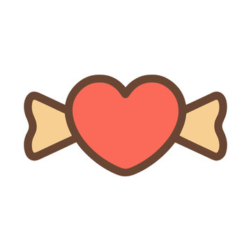 Heart shaped candy with wrapper