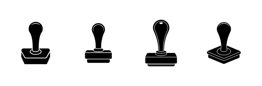 ink stamps with round handles isolated on transparent background for design projects