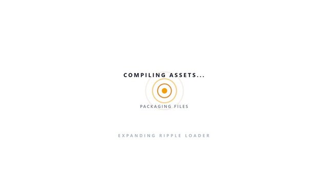 Expanding ripple effect circular loading animation for compiling assets and packaging files in clean digital web application UI graphic design template