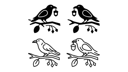 Obraz premium Bird holding acorn graphic