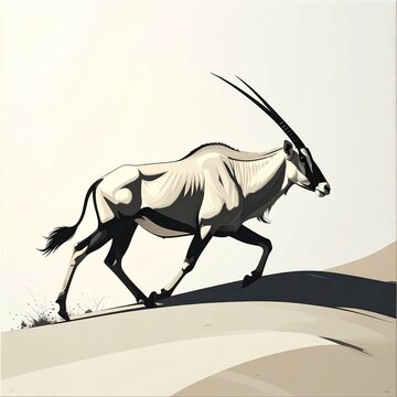 Graceful Oryx Antelope Running in the Wilderness.