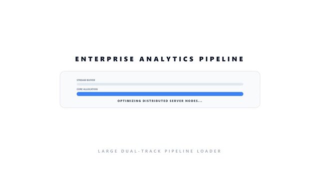 Enterprise analytics pipeline dual-track progress bar UI element with distributed server node optimization for corporate financial dashboard template