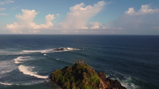 Epic Cinematic Sion Rock Island Above the Turquoise Indian Ocean &mdash; Breathtaking Aerial Drone View of Sri Lanka&rsquo;s Southern Coast in 4K
