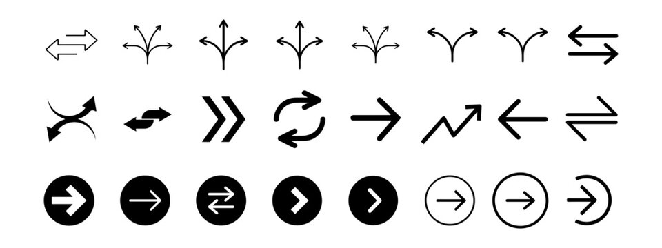 Double arrow icons set with bidirectional swap navigation symbols and opposite direction vectors UI.