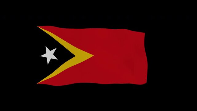 Closeup Timor Leste National Flag Rippling Alpha Overlay