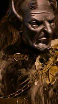 Dobbiaco, Bolzano Italy, 12-07-2025 Krampus Parade, Traditional Alpine Christmas Festival