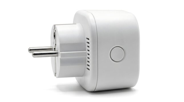 White smart plug adapter for home automation.