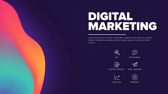 Modern digital marketing strategy presentation banner with presentation template abstract displays professional digital background various business