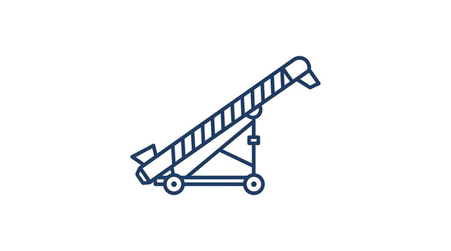 Blue linear grain auger icon set for agricultural machinery design with set blue line icons with elevators white background