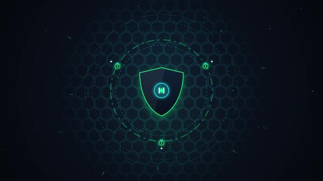 Secure Digital Payment Transaction with Shield Icon and Animated Success Symbol Motion Graphic