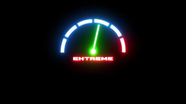 Extreme Performance Level Concept with High Intensity Gauge, Representing Maximum Power, Capability, Speed and Efficiency