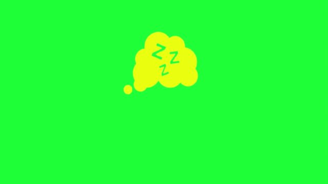 Yellow thought bubble with zzz symbols on green 