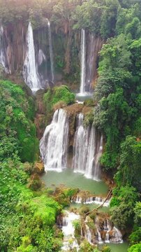 Thi Lo Su (Tee Lor Su) in Tak province. Thi Lo Su waterfall the largest waterfall in Thailand. vertical
