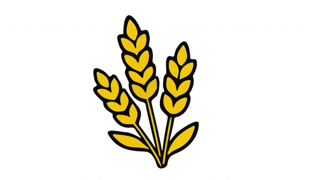 Flat vector animation of golden wheat ears agriculture icon
