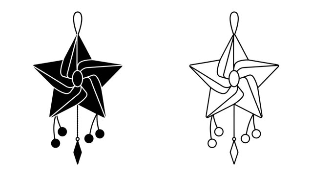 Christmas Star Lantern Icons: A pair of star lantern icons, one solid black and the other outlined, symbolizing holiday spirit and festive decoration.