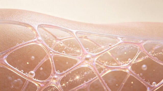 Dense collagen network under skin 3d visualization