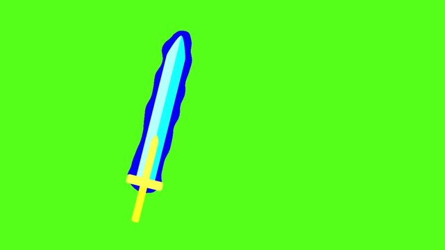 Animated glowing fantasy swords swinging against vibrant green screen background for digital game asset design with background easy chroma video series animated arc against bright interactive blue