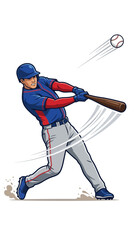 Fototapeta premium A professional baseball player swinging a bat at a flying ball.