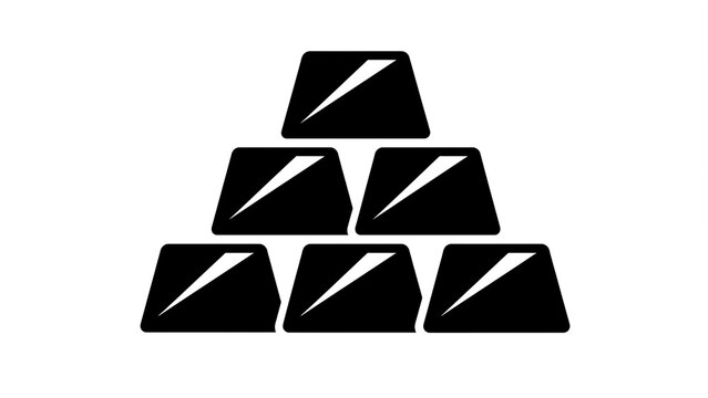 Gold bullion stack from front view angle minimalist black silhouette icon for financial infographic background