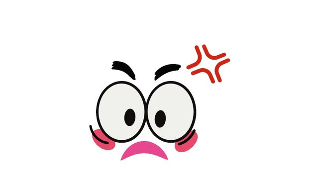 Animated angry cartoon eyes expressing frustration with red vein symbols on a white background surface with displays repeating animation eyes showing irritation anger symbols appearing illustration