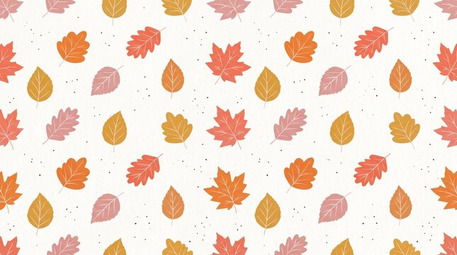 Seamless pattern with colorful autumn leaves isolated on white background