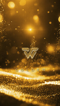 Vertical Glossy Golden Logo Reveal &ndash; Luxury Gold Particles Bokeh Shimmer Premium Brand for Short-Form Video