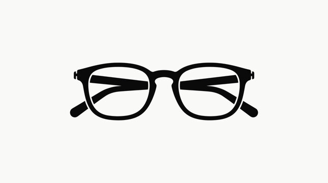 Black frame spectacles icon isolated on white background for vision and accessory concepts