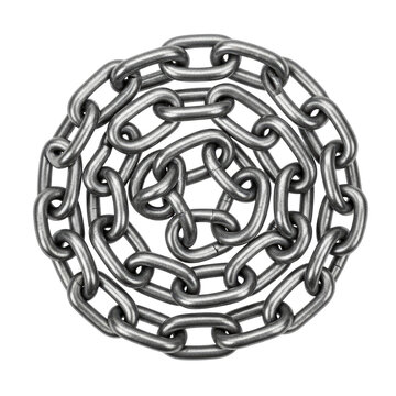 Silver Metal Chains Arranged In A Circular Formation With Transparent Background