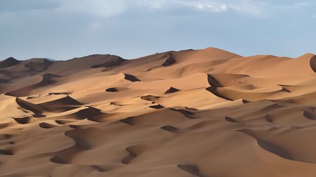 Golden Sand Dunes with Dramatic Shadows in Badain Jaran Desert, China