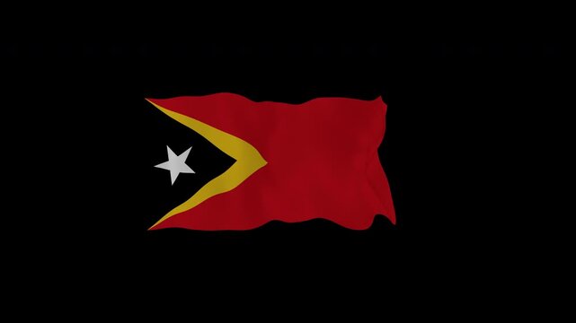 Timor Leste National Flag Fluttering Crisp Alpha Overlay