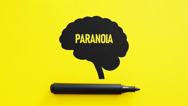 Paranoia concept representing anxiety, suspicion, fear and distrust as intrusive thoughts and psychological stress in the human mind