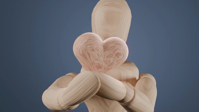Human Mannequin Holding Heart Symbolizing Emotional Intelligence, Self Awareness, Empathy, Communication and Personal Development