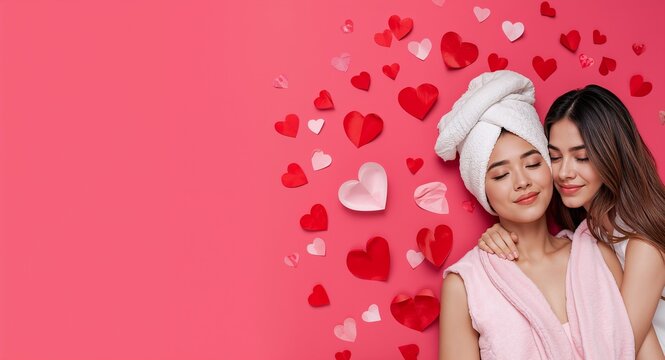 valentine couple spa - valentine couple spa drifts wide room hush steam balm rub rolling knots sigh nod sliding palm melting stiffness fueling peace in and empty space on the left side concept.
