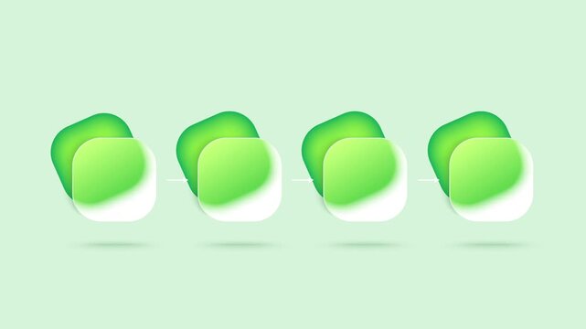 Four square elements with rounded corners and glass morphism effect animated  layout of the infographic