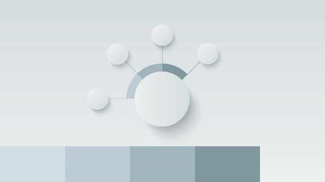 Animated chart consisting of five circular elements. Video footage for data visualization