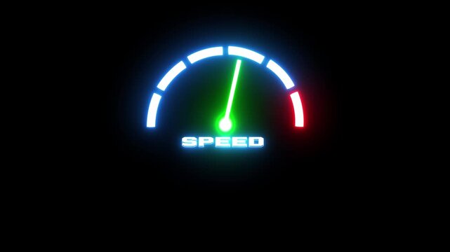 Speed and Performance Measurement Concept with Animated Dashboard Gauge, Fast Progress and Business Efficiency Indicator