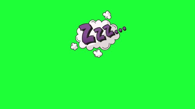 Cartoon zzz sleep bubble animation green screen