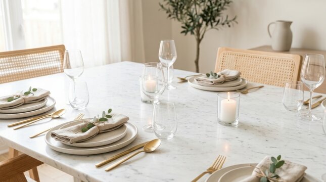 Thanksgiving table setting with pumpkin pie autumn leaves