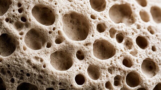 Macro close‑up of porous sponge material, honeycomb hole mesh fiber texture, natural foam structure, organic‑pore textured graphic