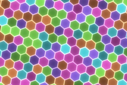 Colorful hexagon pattern with vibrant shades and bright background