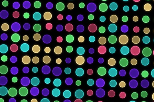 Colorful neon dots on black background for design