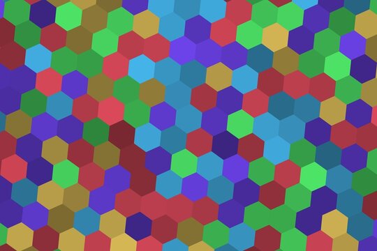 Colorful hexagon shapes in a random pattern