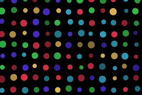 Colorful polka dots on black background for design