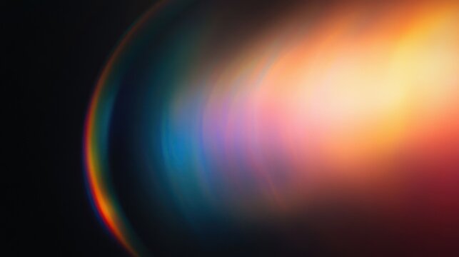 soft multicolored light arc and warm glowing spectrum on a dark background with a dreamy ethereal atmosphere