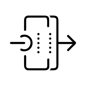 Data migration icon symbol representing transition through gateway.