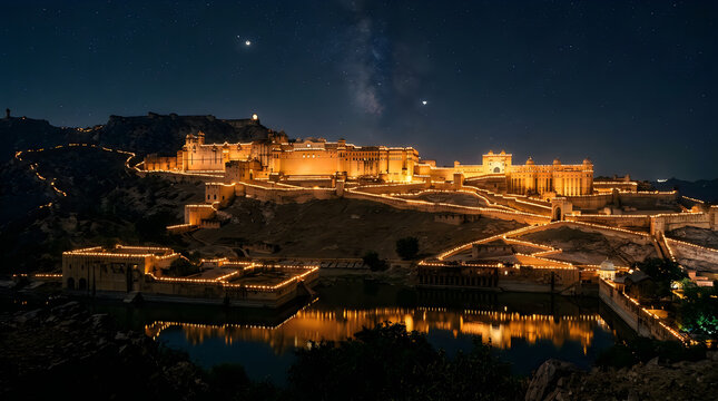 Amber fort at night a majestic historical journey in rajasthan